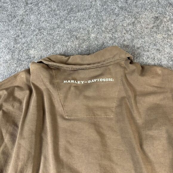 Harley Davidson Polo Shirt Large Ombré Brown Pullover Motorcycle Embroidered - Picture 11 of 12